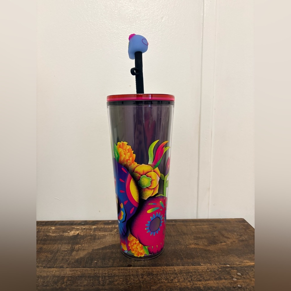 Starbucks Dia De Los Muertos 2025 24 oz Tumbler with Straw and Straw Topper NWT - Picture 2 of 5